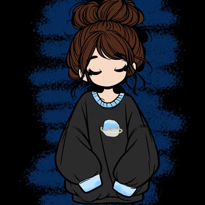 girl with baggy sweatshirt and messy bun