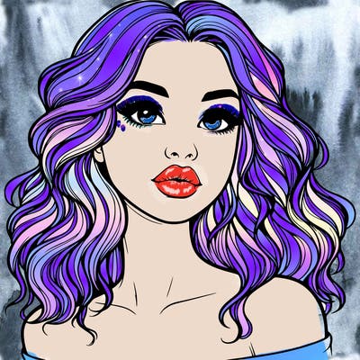 realistic girl with wavy hair and lips