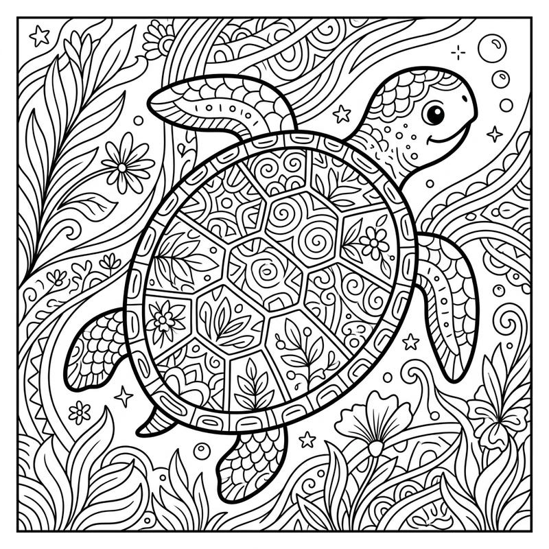 Unleash your child's creativity with this charming Zentangle turtle coloring page, perfectly designed for young artists. Featuring a friendly reptile with intricate patterns, it offers hours of engaging fun.