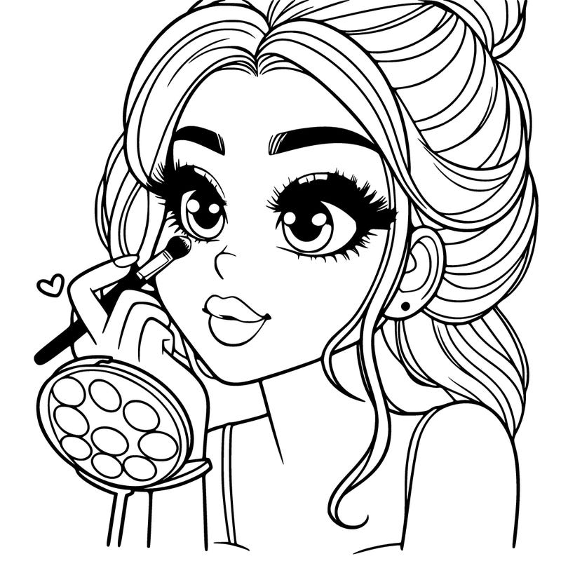 a girl doing her makeup realistic