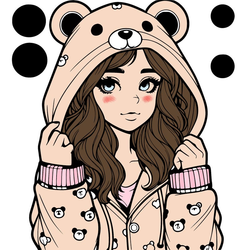 realistic girl in a animal pjs hoodie