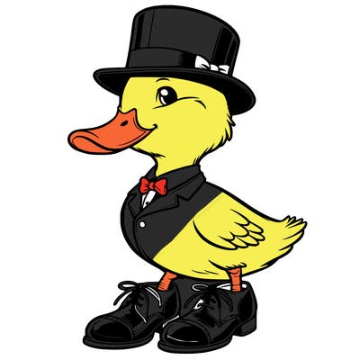 a duck wearing elegant gentleman's shoes