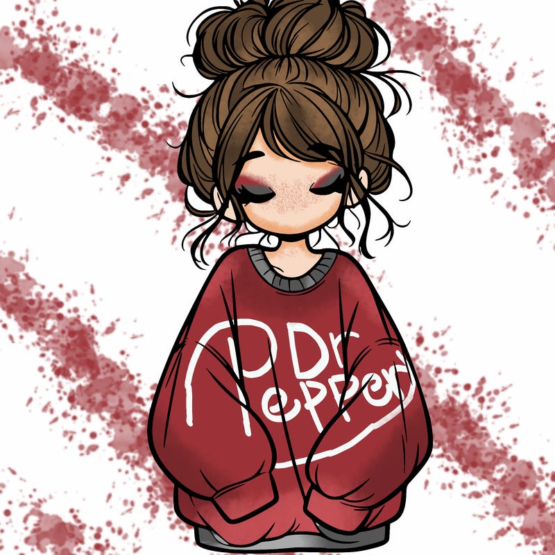 girl with baggy sweatshirt and messy bun