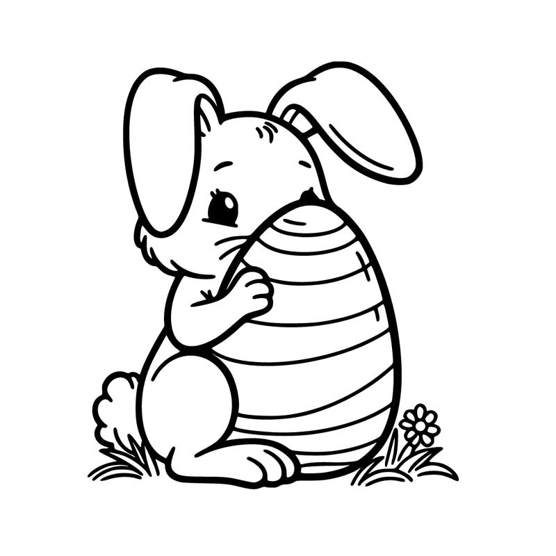 an easter bunny hiding an egg