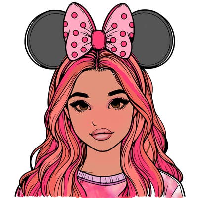 aesthetic realistic girl wearing mickey mouse ears