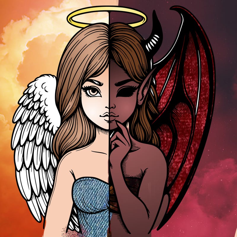 realistic angel half demon