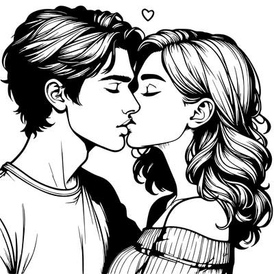 realistic couple kissing