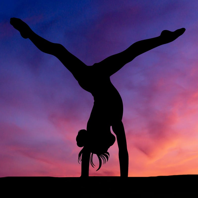 realistic gymnastic hand stand girl in four splits