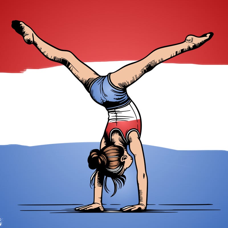 realistic gymnastic hand stand girl in four splits