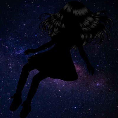 realistic girl floating