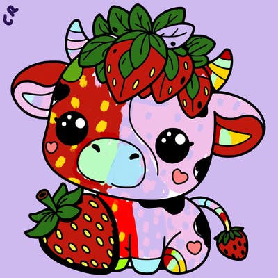 cute strawberry cow