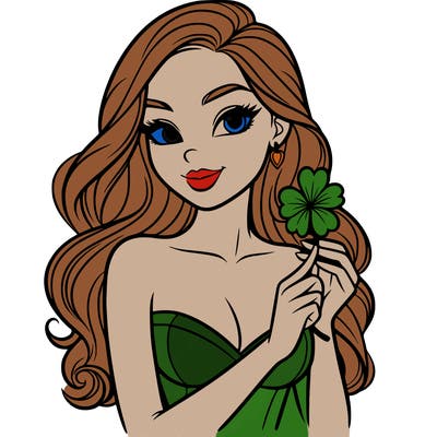 beautiful woman  carrying a clover