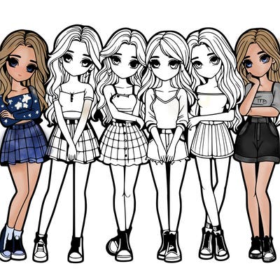 a group of girls realistic