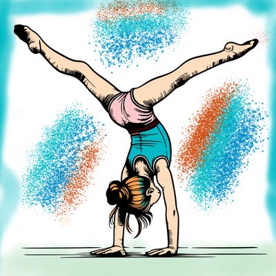realistic gymnastic hand stand girl in four splits