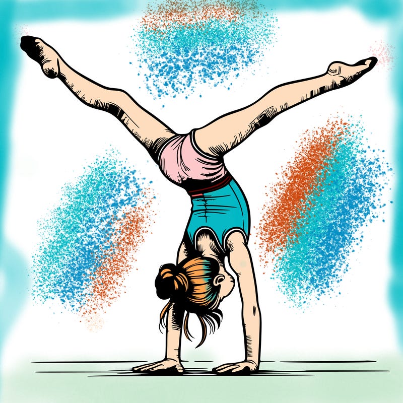 realistic gymnastic hand stand girl in four splits