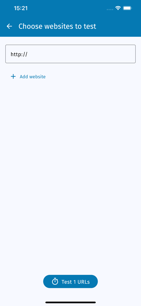 OONI Probe - Pantalla de la aplicación OONI Probe para añadir URLs de sitios web específicos y ejecutar pruebas de interferencia de red y censura