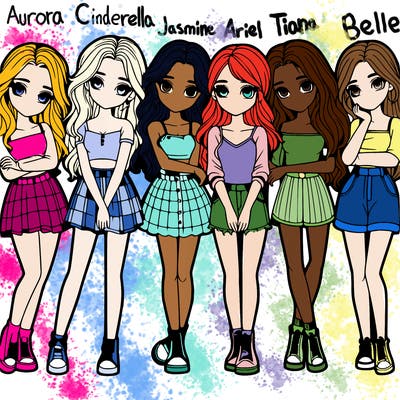 a group of girls realistic