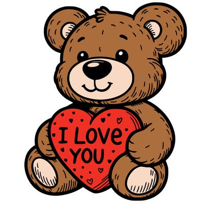 teddy bear holding an i love you heart