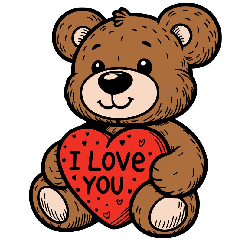 teddy bear holding an i love you heart