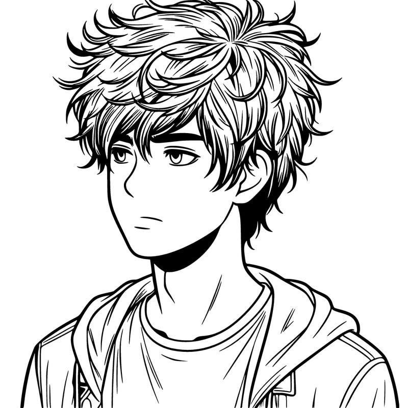 realistic teenage boy with messy hair