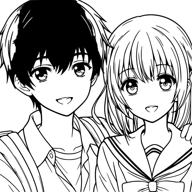 a boy and girl anime realistic