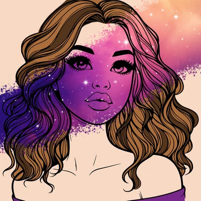 realistic girl with wavy hair and lips