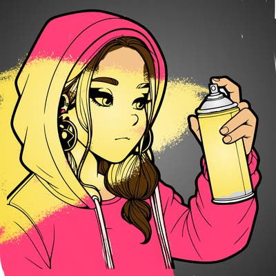 a realistic girl, spray painting