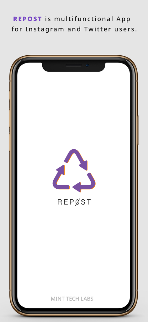 Rep0st - Repost for iG & X - Rep0st app welcome screen for Instagram and Twitter users