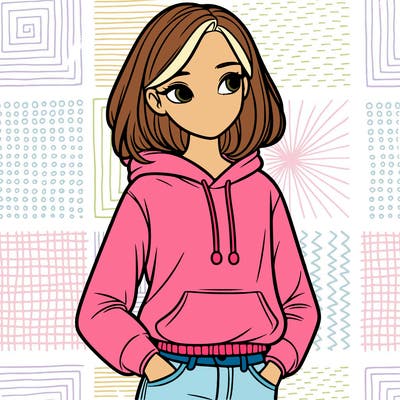 10 year old girl realistic skinny with hoodie and jeans