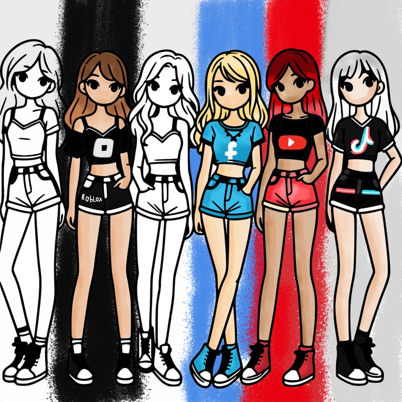 a group of girls wearing crop tops and shorts