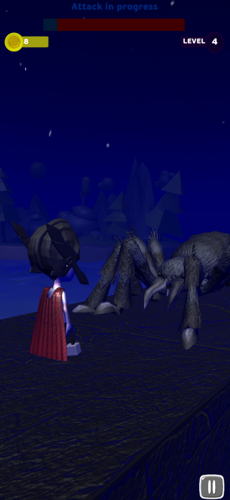 Young Thor - Young Thor character facing a giant spider enemy during level 4 gameplay
