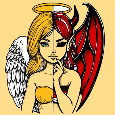 realistic angel half demon