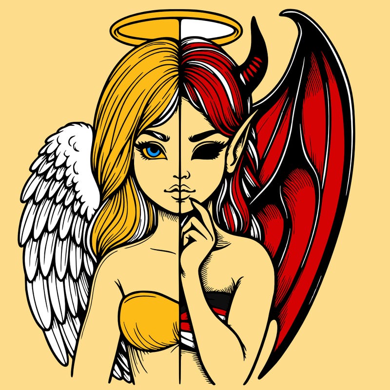 realistic angel half demon