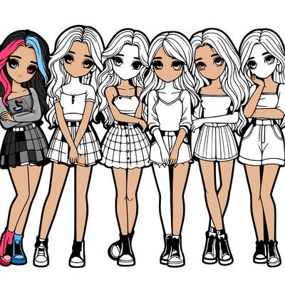 a group of girls realistic