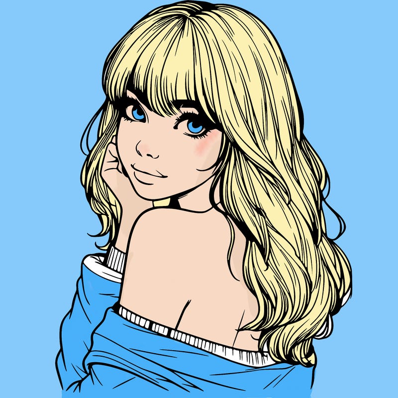 realistic girl with bangs looking over her shoulder