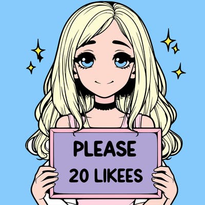 realistic girl holding a sign that says please 20 likes