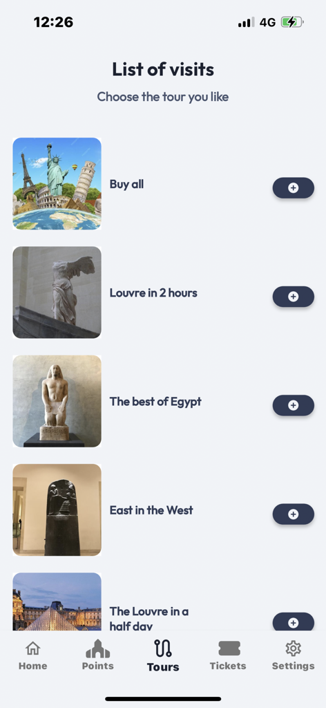 Louvre Visit & Guide - Liste des itinéraires de visite organisés pour le musée du Louvre dans l'application mobile