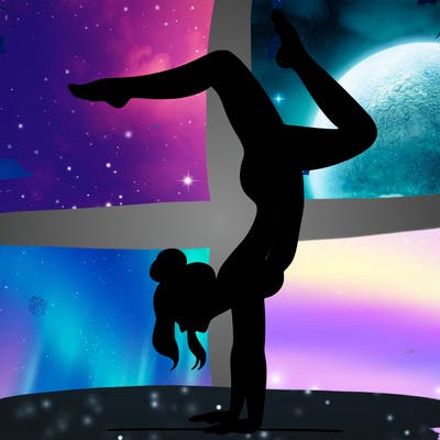 a woman doing a handstand