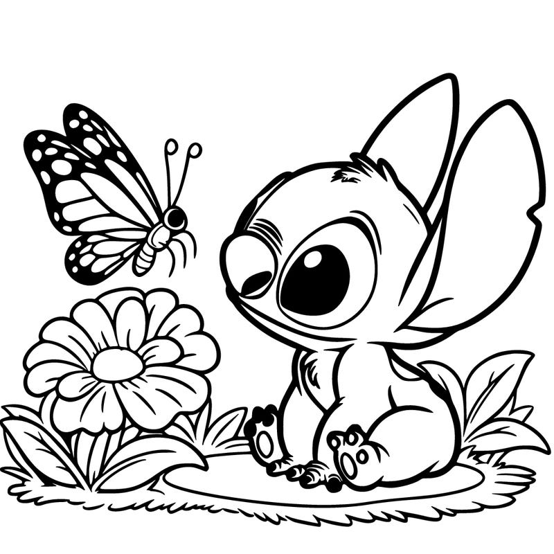 stich  looking at a butterfly