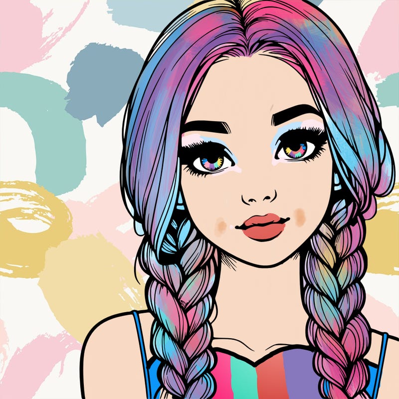 realistic girl with braids