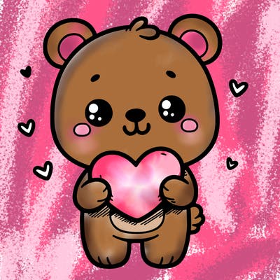 cutie bear holding a heart