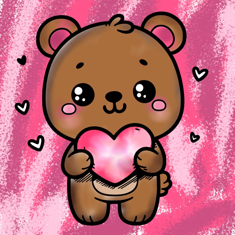 cutie bear holding a heart