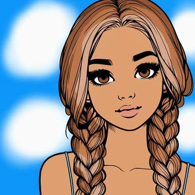 realistic girl with braids