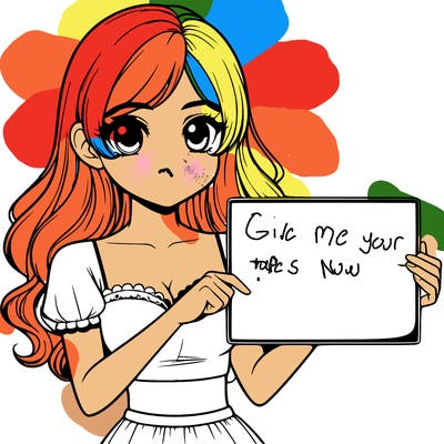 realistic pretty girl holding blank sign