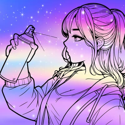 a realistic girl spray, painting