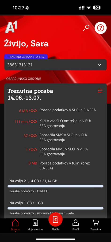 Moj A1 - Mobile data and call usage dashboard in Moj A1 app