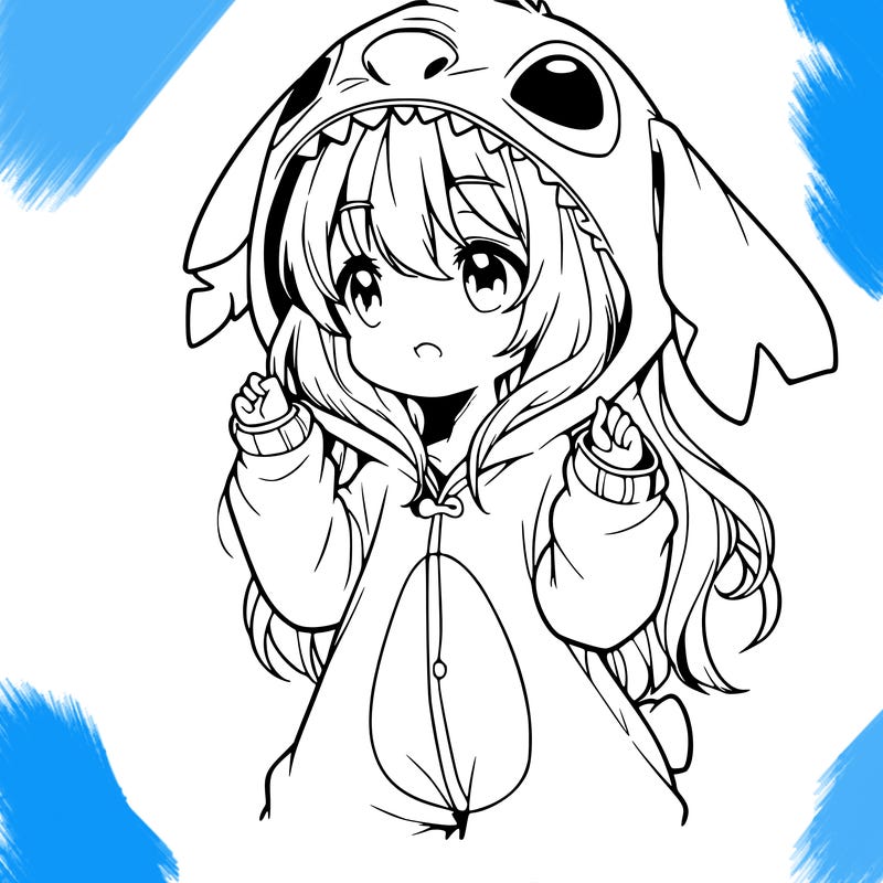 anime girl in a stitch onsie
