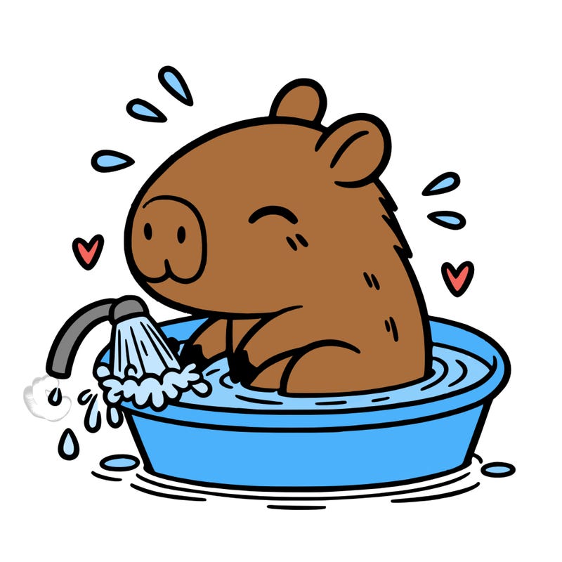capybara taking a bath