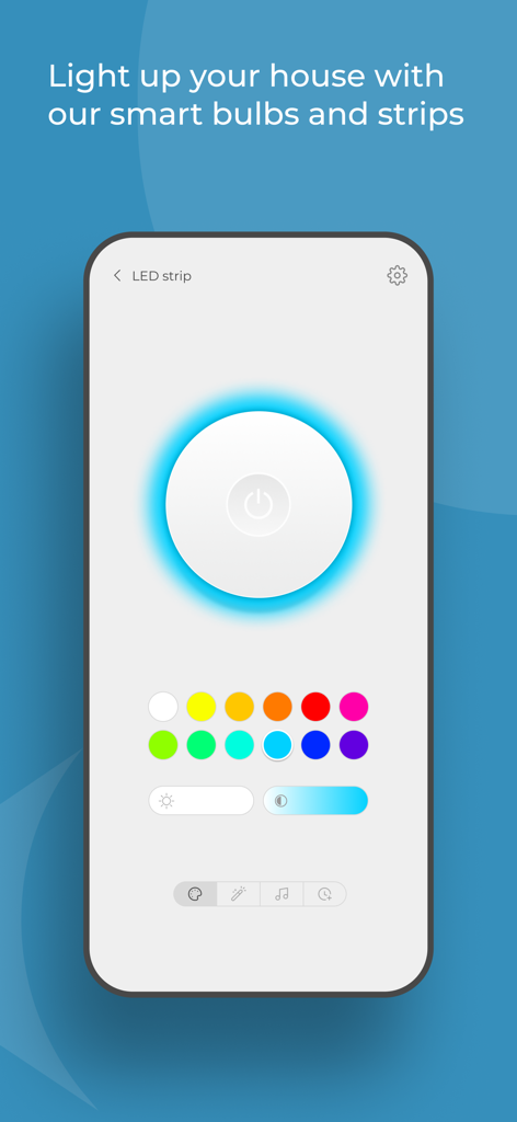 Xtreme Connected Simple Home - User interface of Xtreme Connected Simple Home app showing smart LED strip color and brightness settings