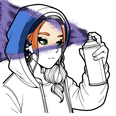 a realistic girl, spray painting